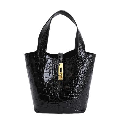 Women's stone-patterned versatile bucket bag