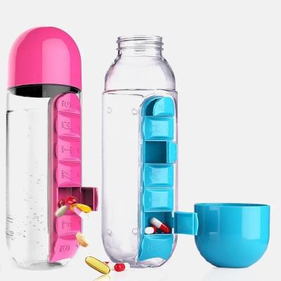 2-in-1 Portable 7-grid Medicine Case 600ML Water Cup